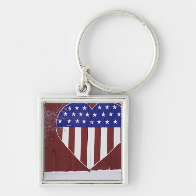 Heart-Shaped Stars and Stripes Keychain (Front)
