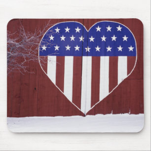 Heart-Shaped Stars and Stripes Mouse Pad