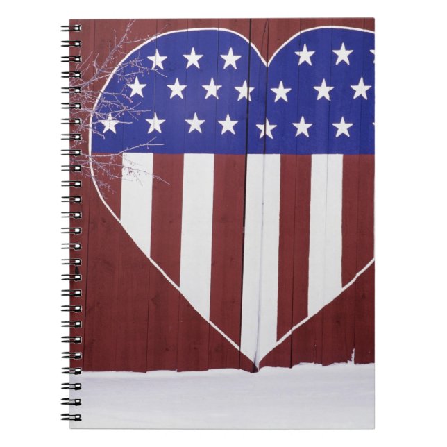 Heart-Shaped Stars and Stripes Notebook (Front)