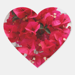 Heart shaped sticker pink flowers