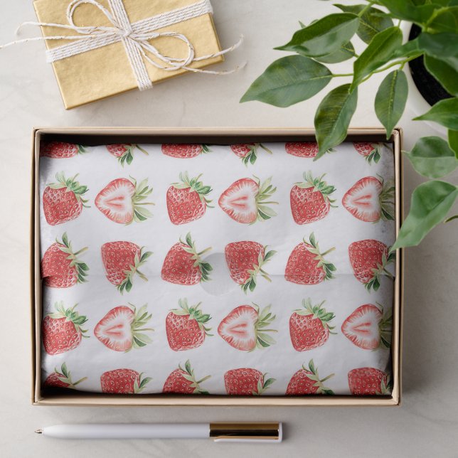 Heart Shaped Strawberries Birthday Tissue Paper (Gift)