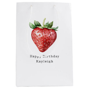 Heart Shaped Strawberry Birthday Medium Gift Bag