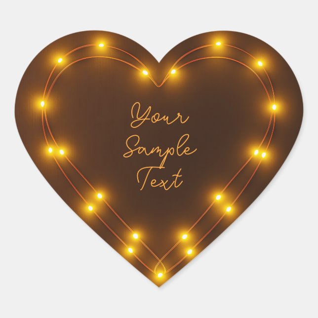 Heart Shaped String Lights Custom Text Design Heart Sticker (Front)
