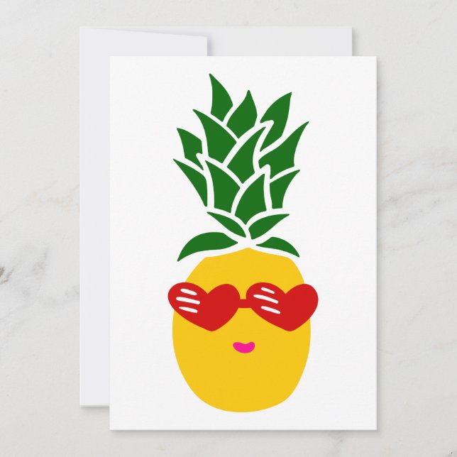 heart shaped sunglasses pineapple red invitation (Front)