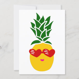heart shaped sunglasses pineapple red invitation