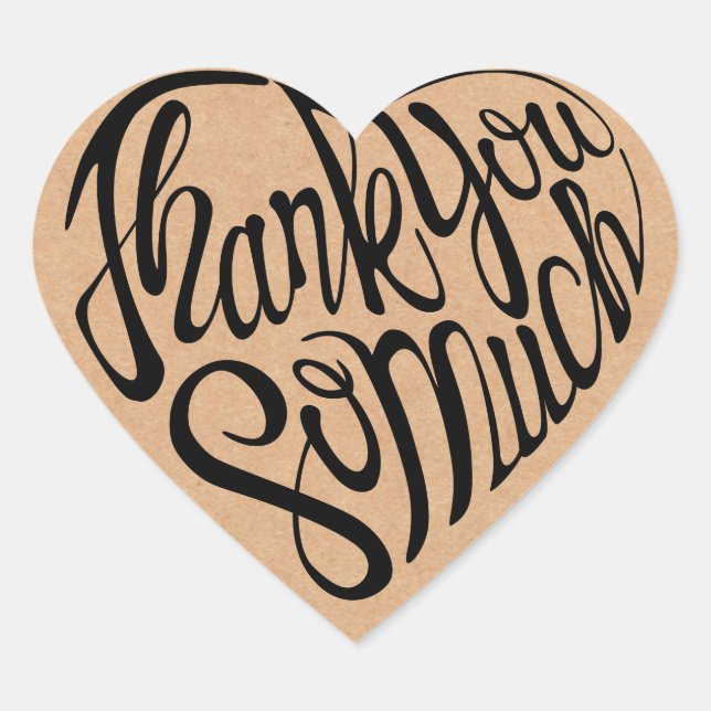 Heart shaped thank you so much in 4 languages heart sticker (Front)