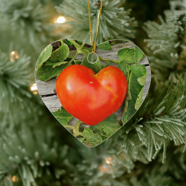 Heart Shaped Tomato Ceramic Ornament (Tree)