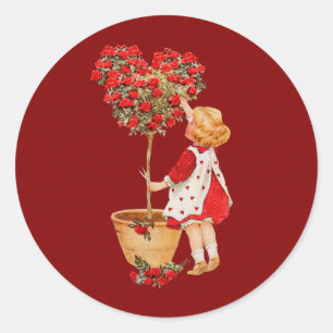 Heart Shaped Topiary Classic Round Sticker