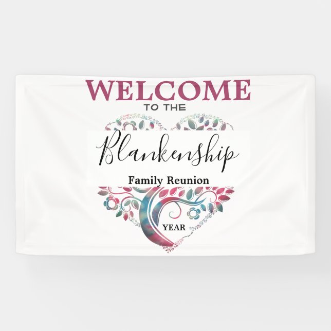 Heart Shaped Tree Family Reunion Template Banner (Horizontal)
