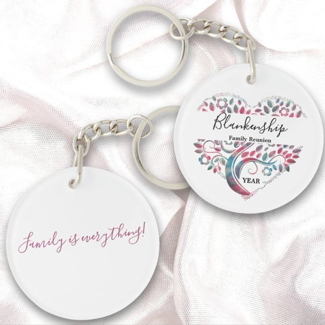 Heart Shaped Tree Family Reunion Template  Keychai Keychain (Creator Uploaded)