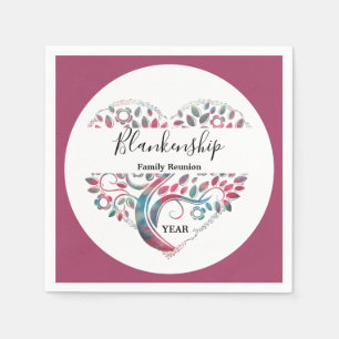 Heart Shaped Tree Family Reunion Template Napkin