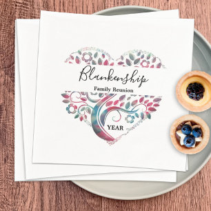 Heart Shaped Tree Family Reunion Template Napkin