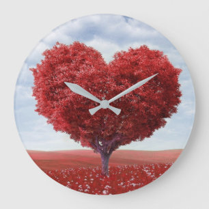 Heart shaped tree large clock