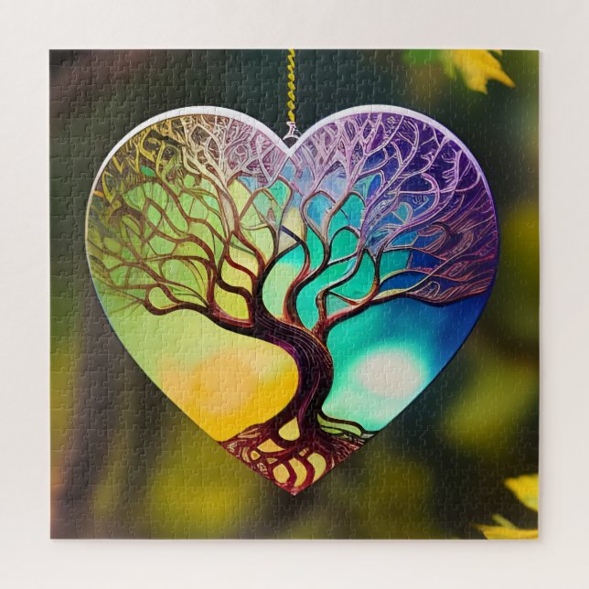 Heart shaped Tree Of Life Ornament Jigsaw Puzzle (Vertical)