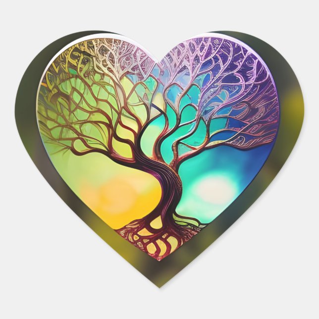 Heart shaped Tree Of Life Ornament Sticker (Front)