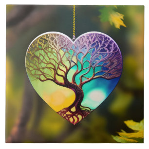 Heart shaped Tree Of Life Ornament Tile