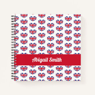Heart Shaped UK Flag / Union Jack Personalized Notebook