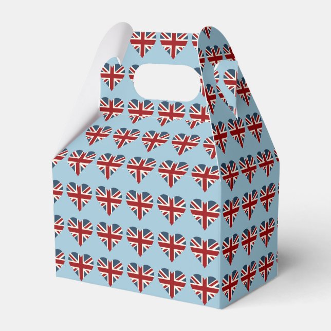 Heart Shaped Union Jack Flag Favor Box (Front Side)