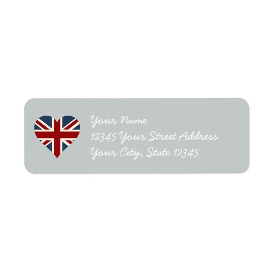 Heart Shaped Union Jack Flag Return Address Label