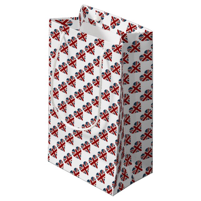 Heart Shaped Union Jack Flag Small Gift Bag (Front Angled)