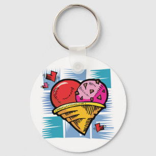 Heart Shaped V Day Ice Cream Keychain