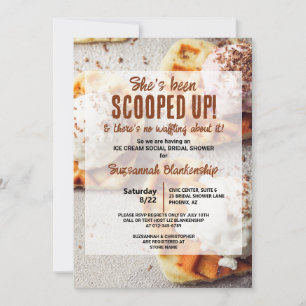 Heart Shaped Waffle Ice Cream Scoop Bridal Shower Invitation