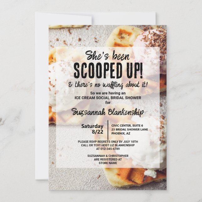 Heart Shaped Waffle Ice Cream Scoop Bridal Shower Invitation (Front)