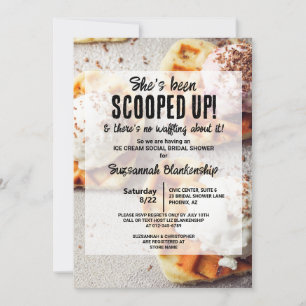 Heart Shaped Waffle Ice Cream Scoop Bridal Shower Invitation