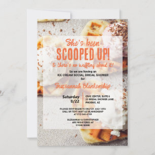 Heart Shaped Waffle Ice Cream Scoop Bridal Shower Invitation