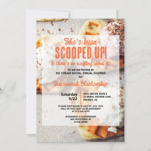 Heart Shaped Waffle Ice Cream Scoop Bridal Shower Invitation
