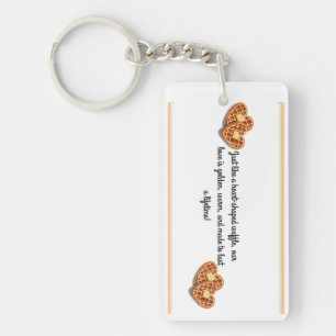 Heart-Shaped Waffles with Heartfelt Words Keychain
