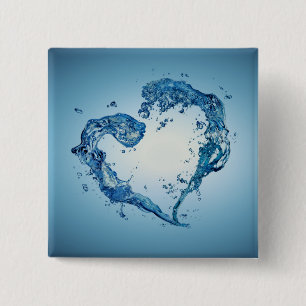 Heart-Shaped Water Splashes 2 Inch Square Button