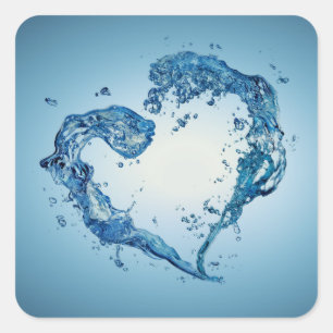 Heart-Shaped Water Splashes Square Sticker