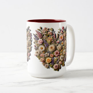 Heart-Shaped Wildflowers Design Two-Tone Coffee Mug