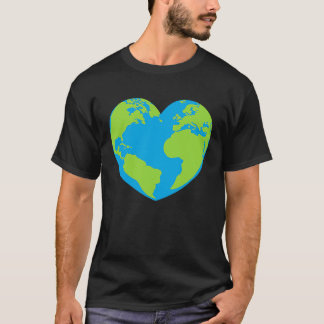 Heart shaped world earth globe world map T-Shirt