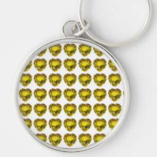 Heart-Shaped Yellow Gemstone Citrine Keychain