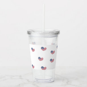 Heart shapes USA flag on white Acrylic Tumbler