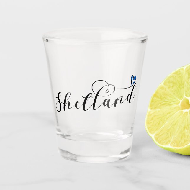 Heart Shetland Flag, Shetland Islands Shot Glass (Front)