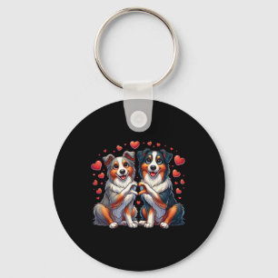 Heart Sign Hand Australian Shepherd Valentine Dog Keychain