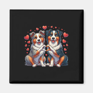 Heart Sign Hand Australian Shepherd Valentine Dog Magnet