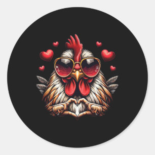 Heart Sign Hand Chicken Kids Mens Womens Chicken V Classic Round Sticker
