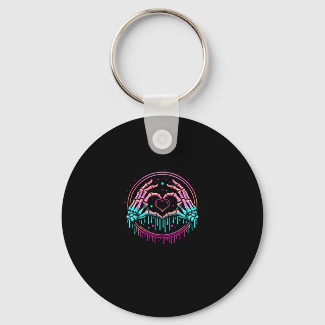 Heart Sign Skeleton Hand - Spooky Skeleton Hallowe Keychain (Front)