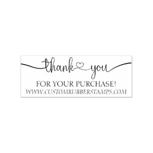 Heart Signature Thank you Rubber Stamp