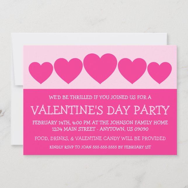 Heart Silhouette Valetine's Day (Hot Pink) Invitation (Front)