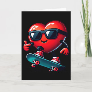 Heart Skateboarding Skateboarder Valentines Day Va Card