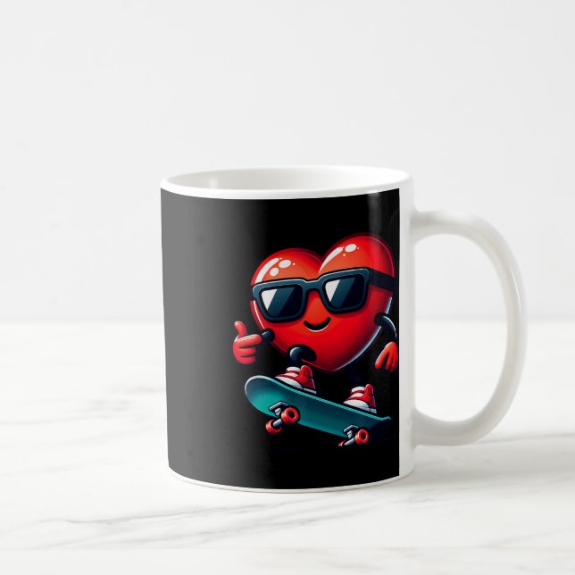 Heart Skateboarding Skateboarder Valentines Day Va Coffee Mug (Right)