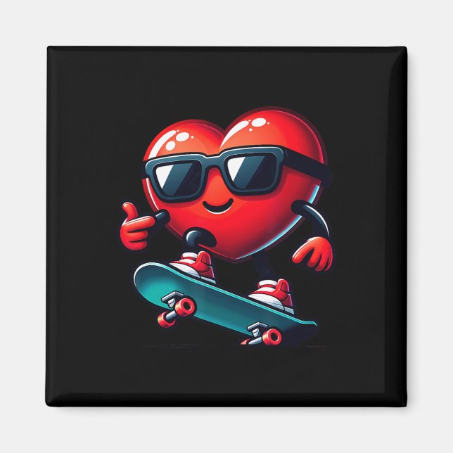 Heart Skateboarding Skateboarder Valentines Day Va Magnet (Front)