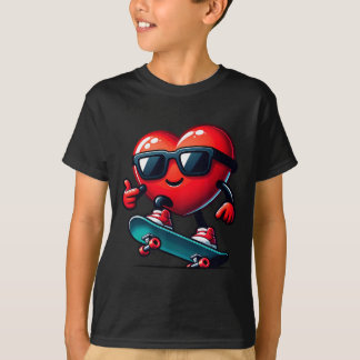 Heart Skateboarding Skateboarder Valentines Day Va T-Shirt