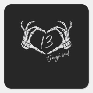 Heart Skeleton Hand Classic Square Sticker
