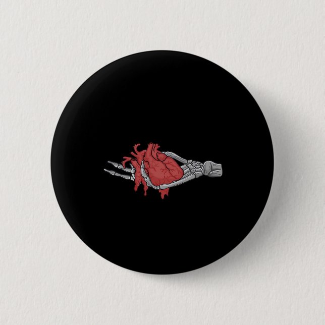 Heart Skeleton Hands  2 Inch Round Button (Front)